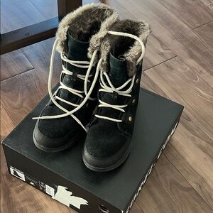 Sorel Black and Dark Stone Explorer Joan Boots